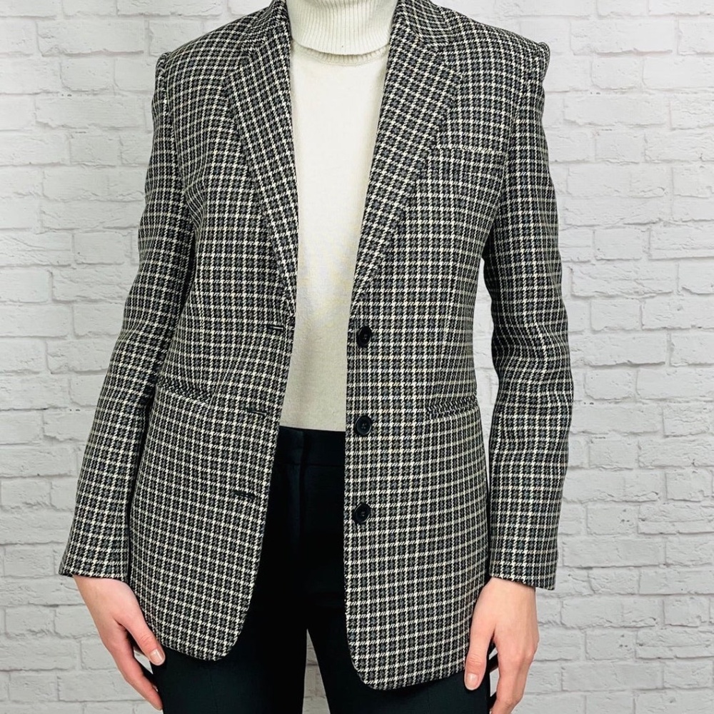 NWOT Helmut Lang Square Houndstooth Wool Blazer XS